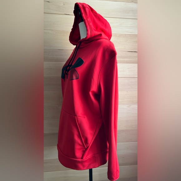 Under Armour sweatshirt, size large, red, hoodie, front pouch, long sleeve - Picture 3 of 10